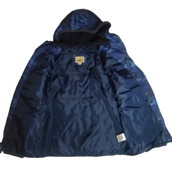 Roebuck & Co, Hooded Puffer Jacket, SIZE: M/M 10/12, blue + black - Picture 2 of 11